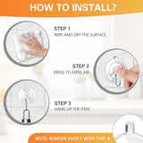 KORCCI Suction Cup Hooks 12Pack - Max Load 10LB, 1.77Inch Clear Medium Suction Cups, No Trace, Reusable &amp; Removable, Stainless Steel Hooks, for Tile, Glass, Window, Shower, Kitchen, Bathroom - Homesidy.com