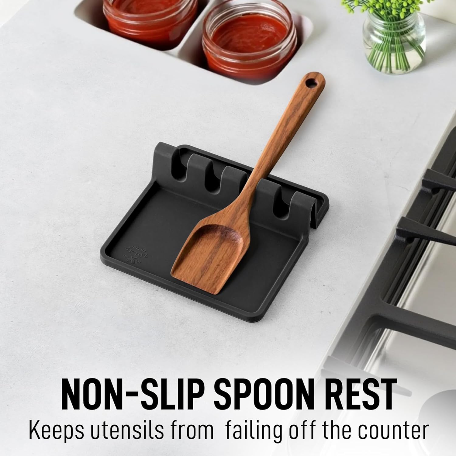 Zulay Kitchen Spoon Rest for Multiple Utensils High Heat - Resistant Silicone Drip Pad, BPA - Free Spoon Holder for Stove Top, Kitchen Gadget Holder for Ladles, Tongs, Cooking Spatula - Makes Great Gift - Homesidy.com