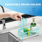 Cisily Black Sponge Holder for Kitchen Sink, Sink Caddy Organizer with High Brush Holder, Kitchen Countertop Organizers and Storage Essentials, Rustproof 304 Stainless Steel, Soap Dispenser Organize - Homesidy.com