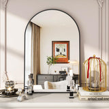 VooBang Arched Wall Mirror, 30 x 38 inch Arch Bathroom Mirror, Wall Mounted Vanity Mirror with Arch Metal Frame, Modern Bathroom Vanity Mirror for Bedroom, Living Room, Hanging or Leaning, Black - Homesidy.com
