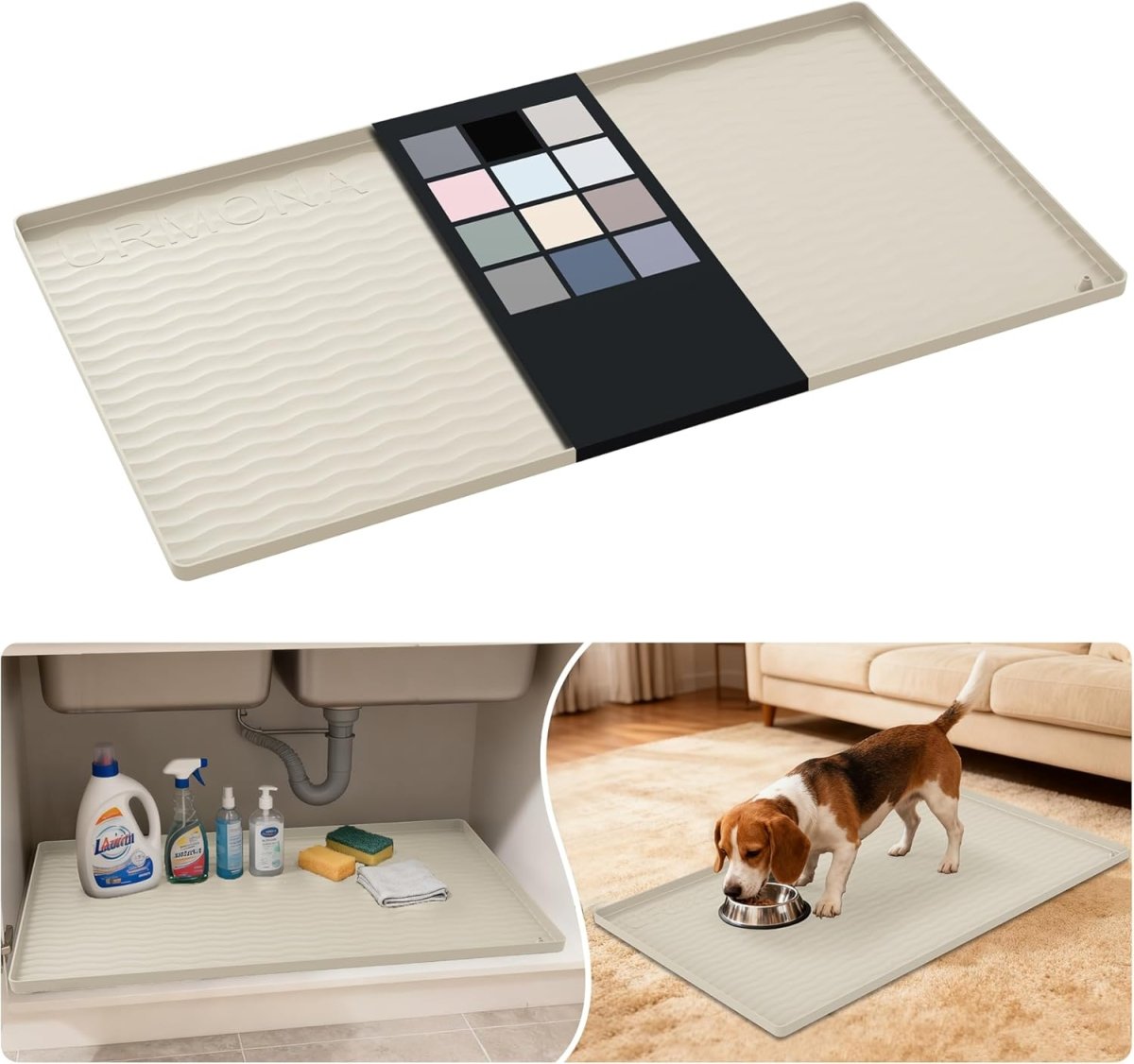 URMONA Waterproof Silicone Under Sink Mat 31 x 22 Shelf Liner for Kitchen and Bathroom, Cabinet and Counter Protector, Storage and Organizers, Litter Mat, Pet Cat Puppy Essentials(Dark Grey) - Homesidy.com