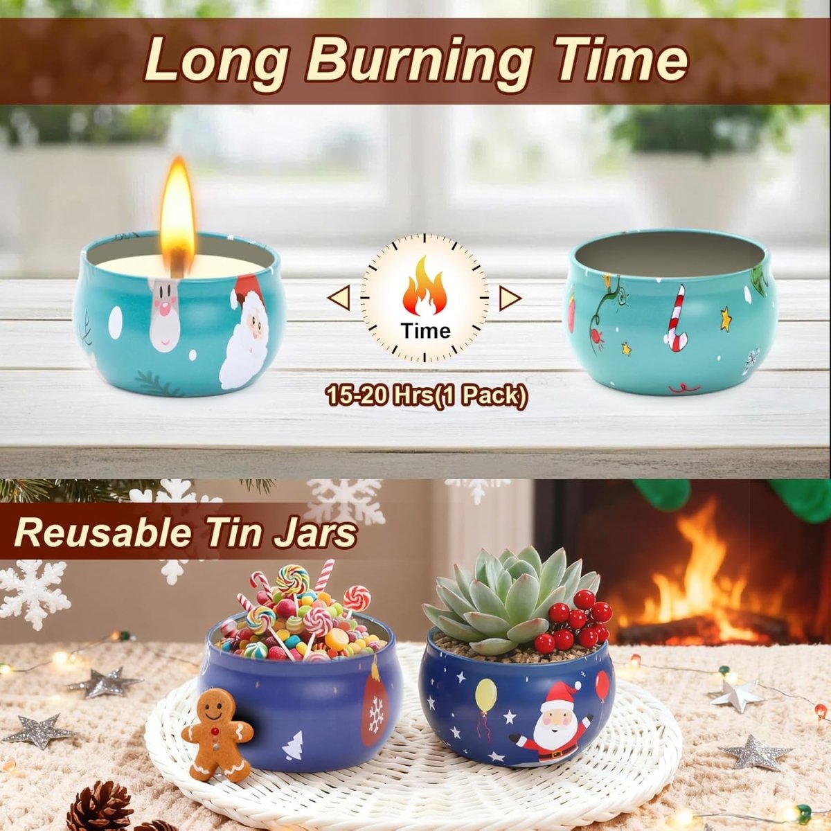 Christmas Candle Set, 6 Pack Candles for Home Scented, Aromatherapy Jar Candle Gifts for Women, Natural Soy Wax Long Lasting Glass Candle Set, Scented Candles for Christmas, Birthday, Thanksgiving Day - Homesidy.com
