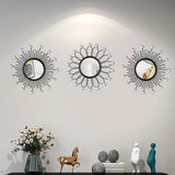 3 Pack Metal Mirrors for Wall Sunburst Wall Mirrors Home Décor Decorative Hanging Wall Art for Living Room Bedroom Entryway (Gold, Flower Sunburst) - Homesidy.com