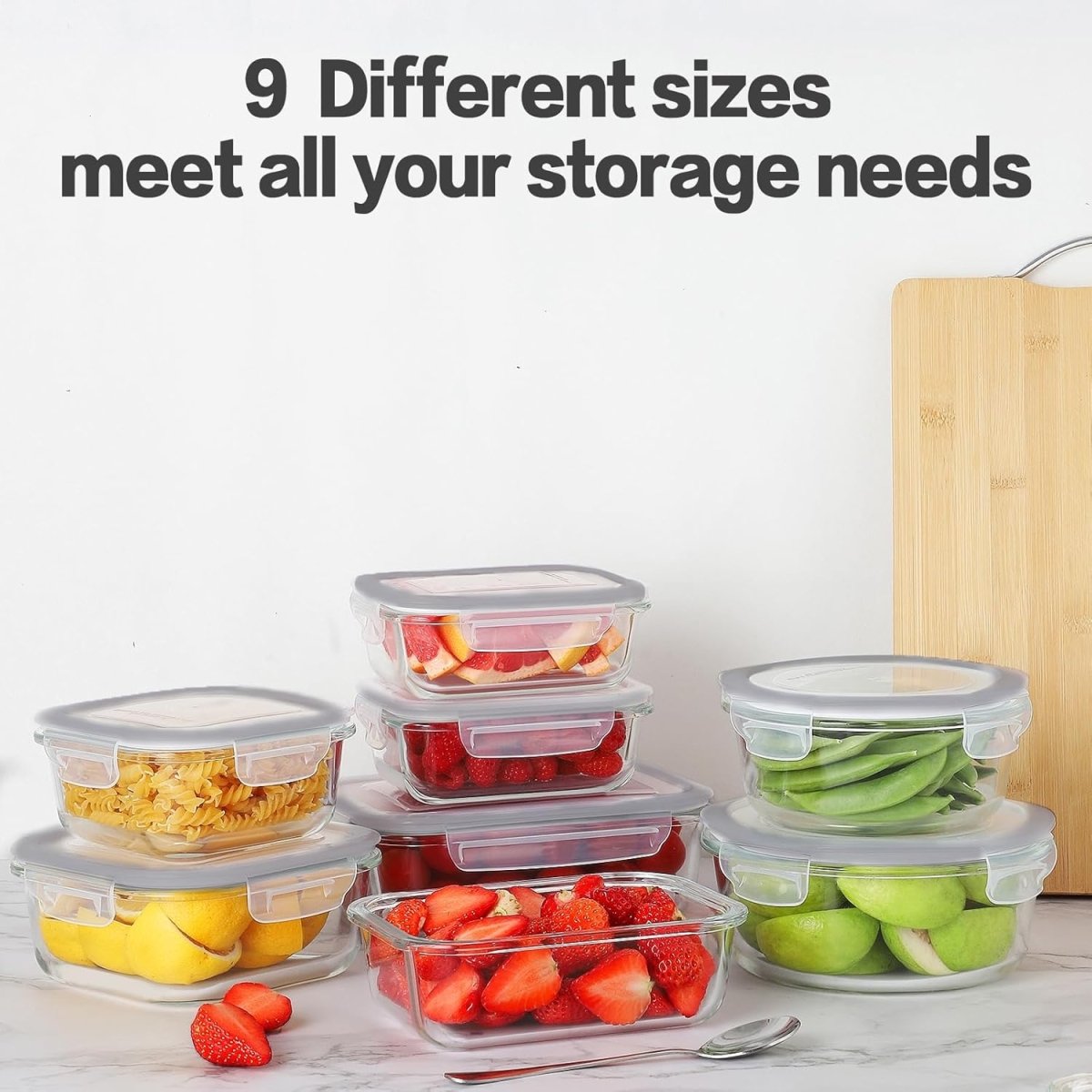 HOMBERKING 24pc Borosilicate Glass Food Storage Containers with Lids, Glass Meal Prep Containers with Leak Proof Snap Lock Lids, Airtight Bento Lunch Boxes, Kitchen Storage (12 lids &amp; 12 Containers) - Homesidy.com