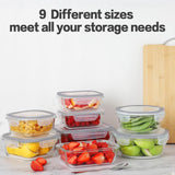 HOMBERKING 24pc Borosilicate Glass Food Storage Containers with Lids, Glass Meal Prep Containers with Leak Proof Snap Lock Lids, Airtight Bento Lunch Boxes, Kitchen Storage (12 lids &amp; 12 Containers) - Homesidy.com