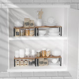 NEX Bamboo Kitchen Cabinet and Counter Shelf Organizer, Stackable &amp; Expandable, Set of 4, White and Natural - Homesidy.com