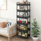 Sywhitta 3 - Tier Plastic Rolling Utility Cart with Handle, Multi - Functional Storage Trolley for Office, Living Room, Kitchen, Movable Storage Organizer with Wheels, White - Homesidy.com