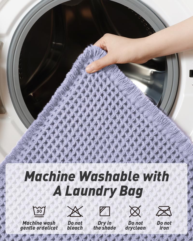 AMOAMI Upgraded Waffle Bath Mat, Super Absorbent Non Slip Bath Mats for Bathroom Floor, Machine Washable Bathroom Rugs with Tassels, Rubber Backed Bathroom Mats, Ultra Soft, 18&34; x 30&34;, Brown - Homesidy.com
