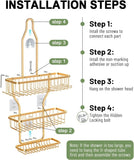MSAICOE Shower Caddy Hanging - Never Rust Shower Hanging Organizer - Aluminum Over the ShowerHead Caddy with Soap Basket and 6 Hooks for Razor/Sponge (Black) - Homesidy.com