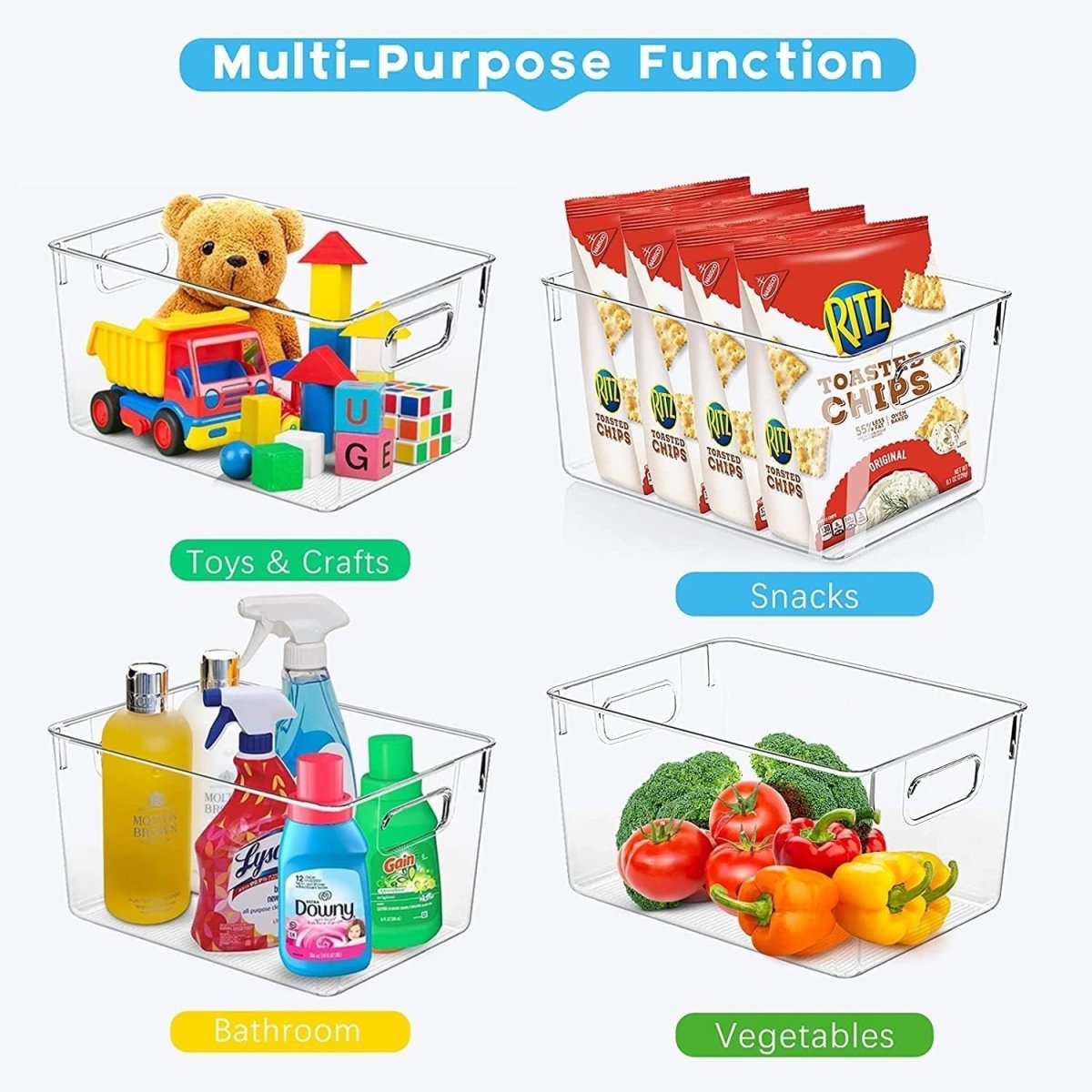 SKTEET Set of 8 Clear Plastic Storage Bins, 4 Large and 4 Small Stackable Storage Containers for Pantry Organization and Kitchen Storage Bins,Home Edit and Cabinet Organizers - Homesidy.com