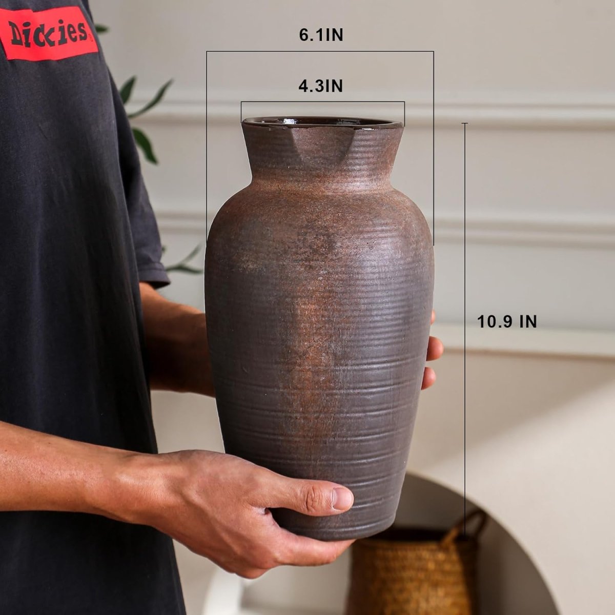 Rustic Vases for Home Decor. Ceramic Vase for Dining Table Decor. Terracotta Decorative Vase 6.1IN. ZSHLXM - Homesidy.com