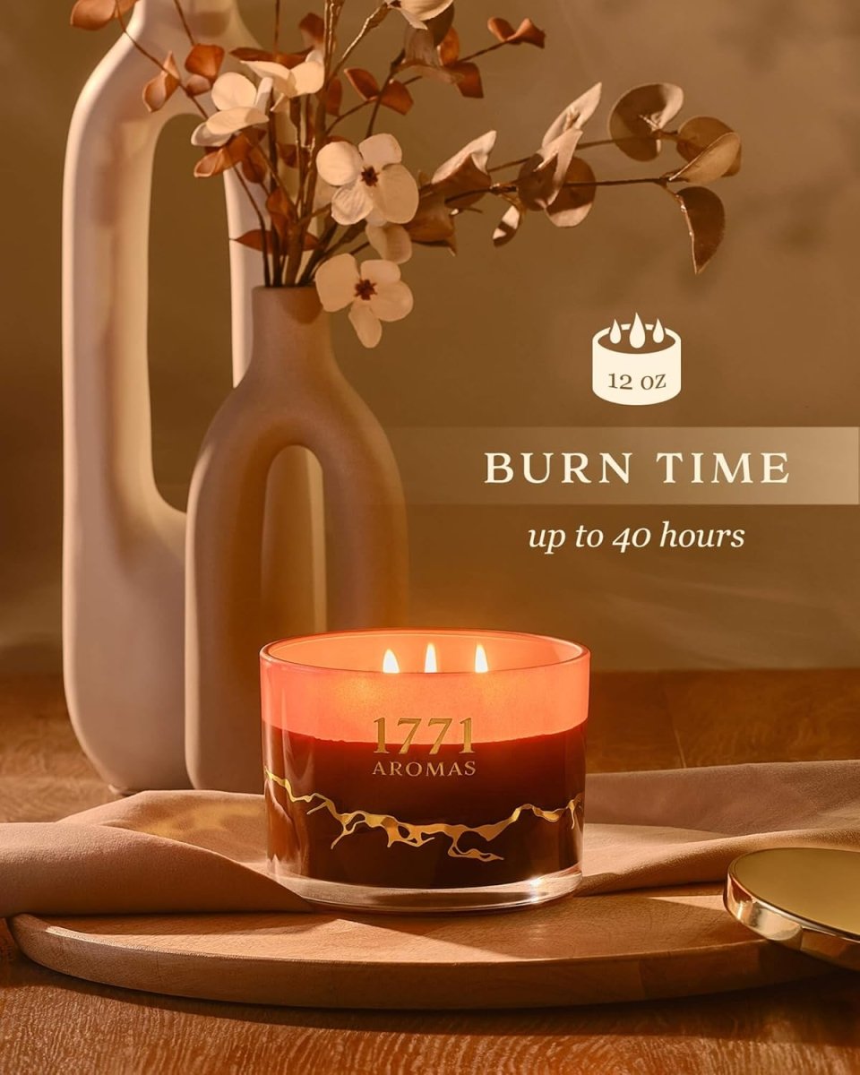 1771 Aromas Vanilla Scented Candles - 100% Natural Soy Wax - Large 3 Wick Jar Candle - Up to 50 Hours Burning Time - Candles for Home - Gift - Ready Candle for Men &amp; Women - Aromatherapy Candles - Homesidy.com
