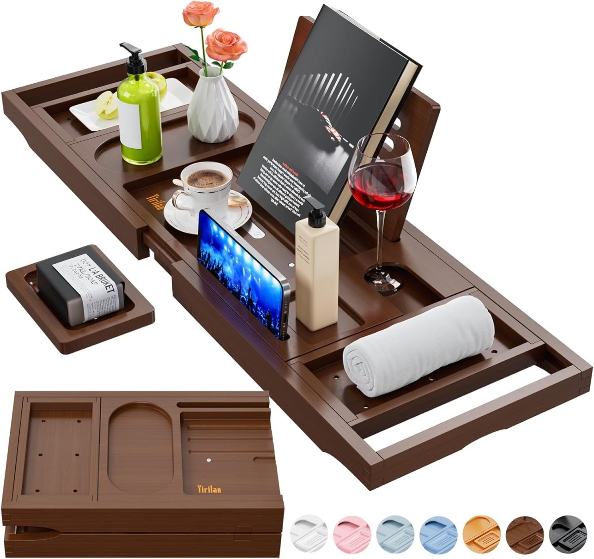 Premium Bathtub Tray Caddy, Expandable Bath Tray, Unique House Warming Gifts, New Home, Anniversary and Wedding Gifts for Couple, Bridal Shower Gift for Women - Homesidy.com