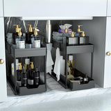 DEKAVA Under Sink Organizer 2 Pack, Bathroom Cabinet Organizer, 2 Tier Sliding Cabinet Basket Organizer Drawer, Multi - Purpose Bath Collection Baskets for Bathroom (Black) - Homesidy.com