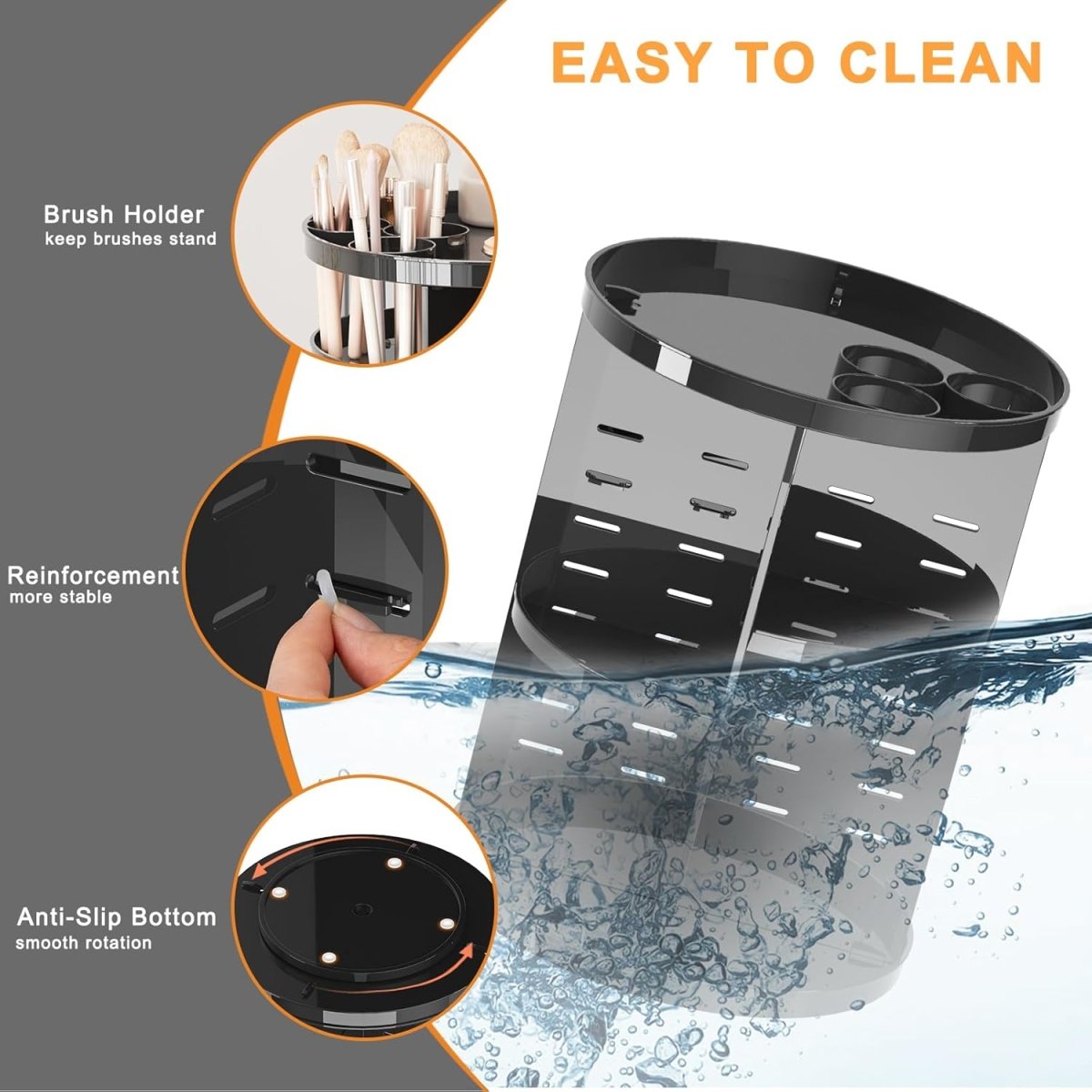 Rotating Makeup Organizer, DIY 8 Adjustable Layers Spinning Skincare Organizer, Cosmetic Display Case with Brush Holder Perfume Tray, Multi - Function Storage Carousel for Vanity Bathroom Countertop - Homesidy.com