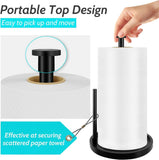 Paper Towel Holder Countertop, Standing Paper Roll Holder with Anti Slip Weighted Base, Stainless Steel Freestanding Paper Towel Holder for Kitchen, Black - Homesidy.com