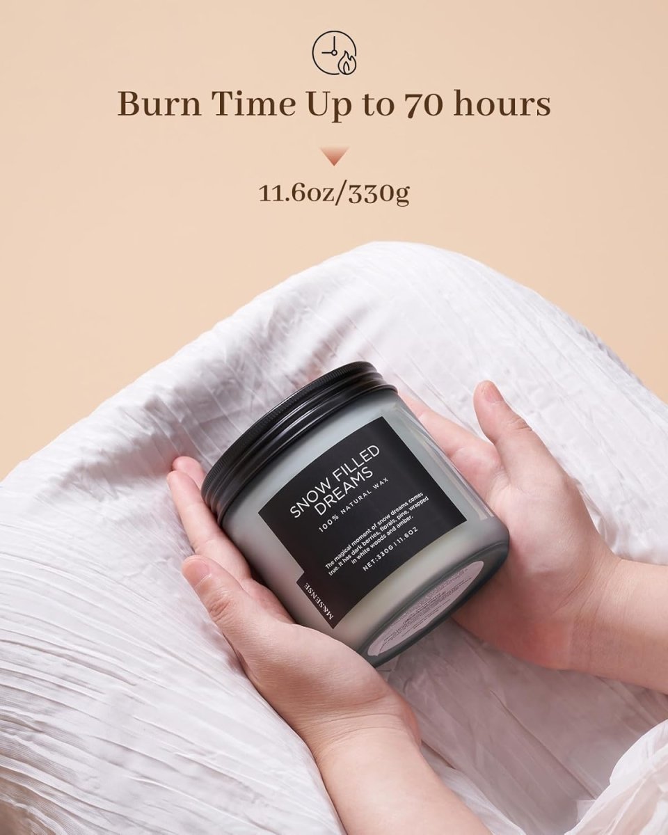 M&amp;SENSE Ode to Winter Soy Candles Strong Scented, 2 Wick Jar Candle 19.4oz 110 Hour Long Lasting, Lavender Sandalwood Organic Natural Aromatherapy Candle Gifts Bedroom Bathroom Home Decor - Homesidy.com