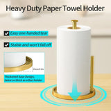 Paper Towel Holder Countertop, Standing Paper Roll Holder with Anti Slip Weighted Base, Stainless Steel Freestanding Paper Towel Holder for Kitchen, Black - Homesidy.com