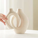 Lvases Snuggle Hollow Ceramic Vase Set of 2, Nordic Modern Boho ins Style Decorative Ceramic Aesthetic Flower Vase for Home Decor (Milky White W 6.3&34; X H 8.4&34;) - Homesidy.com