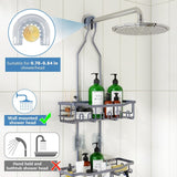 Joqixon Upgraded Extended Length Shower Organizer with Hooks, Rustproof Shampoo Soap Holder, Large Hanging Bathroom Caddy - Homesidy.com