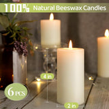 Natural Beeswax Pillar Candles,100% Pure Beeswax Candles - 258 Hours Long Burning,Off - White Unscented Bees Wax Candles for Home,Prayer,Dripless Smokeless Organic Pillar Candles Bulk - 2x4in - 6 Pack - Homesidy.com
