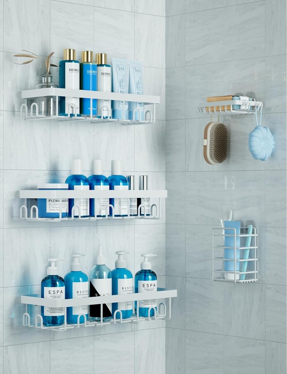 GVY Shower Caddy 5 Pack, Adhesive Shower Organizer Bathroom Shelves,Rustproof Bathroom Organizers and Storage for Home Decor, No Drilling Shower Shelves for Apartment Essentials - Homesidy.com