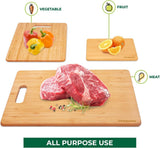 Bamboo Cutting Boards for Kitchen [Set of 3] Wood Cutting Board for Chopping Meat, Vegetables, Fruits, Cheese, Knife Friendly Serving Tray with Handles - Homesidy.com