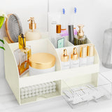 Makeup Organizer with Drawers, Cosmetic Storage for Dresser Vanity and Bathroom Countertop, Beauty Holder for Lipstick Brush, Skincare Organizer for Vanity, Cosmetic Display Case (White) - Homesidy.com