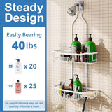 Joqixon Upgraded Extended Length Shower Organizer with Hooks, Rustproof Shampoo Soap Holder, Large Hanging Bathroom Caddy - Homesidy.com