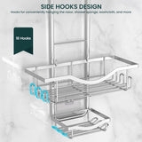 Shower Caddy Hanging Adjustable Shower Caddy, Rustproof Shower Organizer Extended Length Shower Caddy Over Shower Head with Hooks Soap Holder, Large Capacity Anti - Swing Bathroom Organizer, Black - Homesidy.com