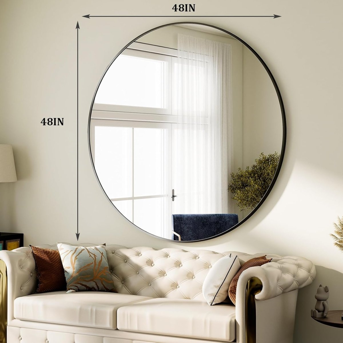 HARRITPURE Round Mirror 30 Black Wall Mounted Circle Mirrors Vanity Mirror with Brushed Aluminum Alloy Frame Modern Decoration for Bathroom, Living Room, Vanity, Bedroom, Entryway - Homesidy.com