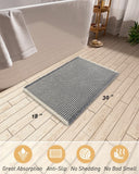 AMOAMI Upgraded Waffle Bath Mat, Super Absorbent Non Slip Bath Mats for Bathroom Floor, Machine Washable Bathroom Rugs with Tassels, Rubber Backed Bathroom Mats, Ultra Soft, 18&34; x 30&34;, Brown - Homesidy.com