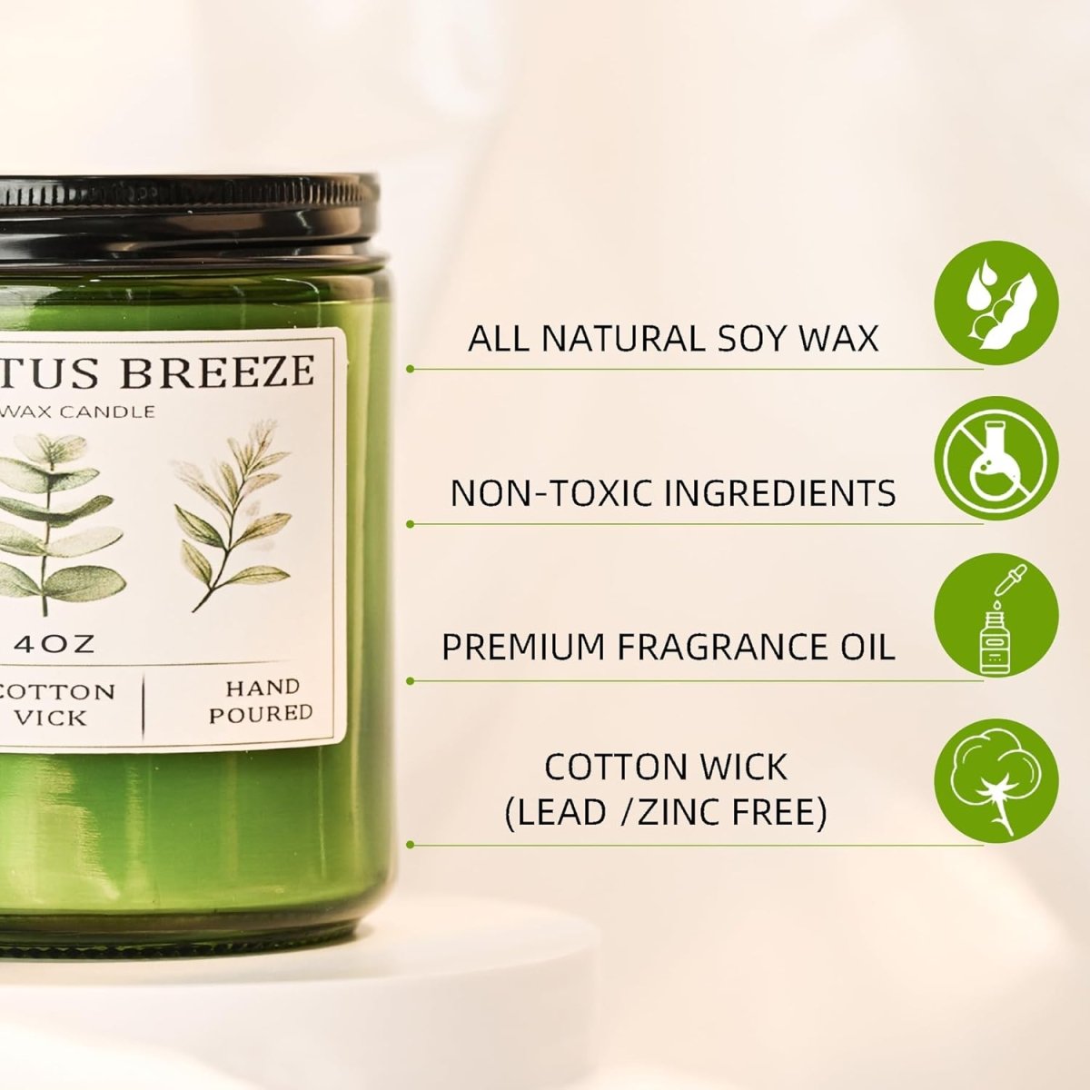 Eucalyptus &amp; Mint Candles for Home Scented, 20 Hours Burn Soy Candle Gift for Women Stress Relief, Meditation, Yoga, Relaxing, Natural Soy Wax for Men and Women, 4oz - Homesidy.com