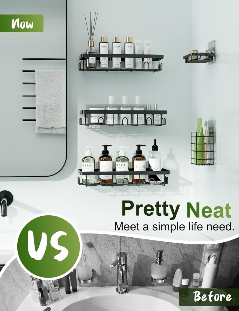 GVY Shower Caddy 5 Pack, Adhesive Shower Organizer Bathroom Shelves,Rustproof Bathroom Organizers and Storage for Home Decor, No Drilling Shower Shelves for Apartment Essentials - Homesidy.com