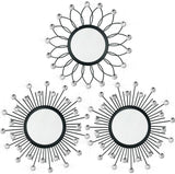 3 Pack Metal Mirrors for Wall Sunburst Wall Mirrors Home Décor Decorative Hanging Wall Art for Living Room Bedroom Entryway (Gold, Flower Sunburst) - Homesidy.com