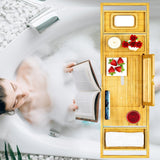 Premium Bamboo Bathtub Tray Caddy - Bath Tub Tray Table for Bathtub - Bath Caddy Tray for Bathtub, Expandable Size, Fits Most Bath Tubs - Homesidy.com