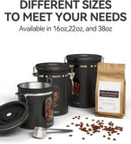 Veken Coffee Canister with Window,Airtight Stainless Steel Pantry Container,Home Kitchen Food Storage Organizers for Ground,Beans,Espresso,Rice,Tea,Sugar,Cereal, Flour,Bar Accessories,Gifts,22OZ,Black - Homesidy.com