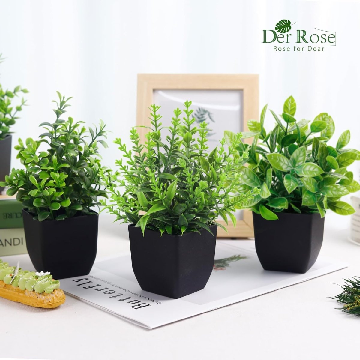Der Rose 4 Pack Fake Plants Mini Artificial Greenery Potted Plants for Home Decor Indoor Office Table Room Farmhouse Bathroom Decor - Homesidy.com