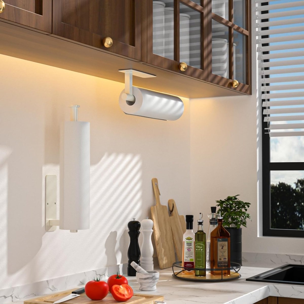 ASTOFLI Paper Towel Holder Under Cabinet No Drilling, Self Adhesive Paper Towel Holder Wall Mount for Kitchen Rack, Under Counter Napin Holder No Drill, 304 Stainless Steel Matte Black - Homesidy.com