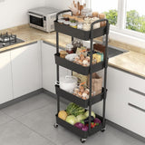 Sywhitta 3 - Tier Plastic Rolling Utility Cart with Handle, Multi - Functional Storage Trolley for Office, Living Room, Kitchen, Movable Storage Organizer with Wheels, White - Homesidy.com