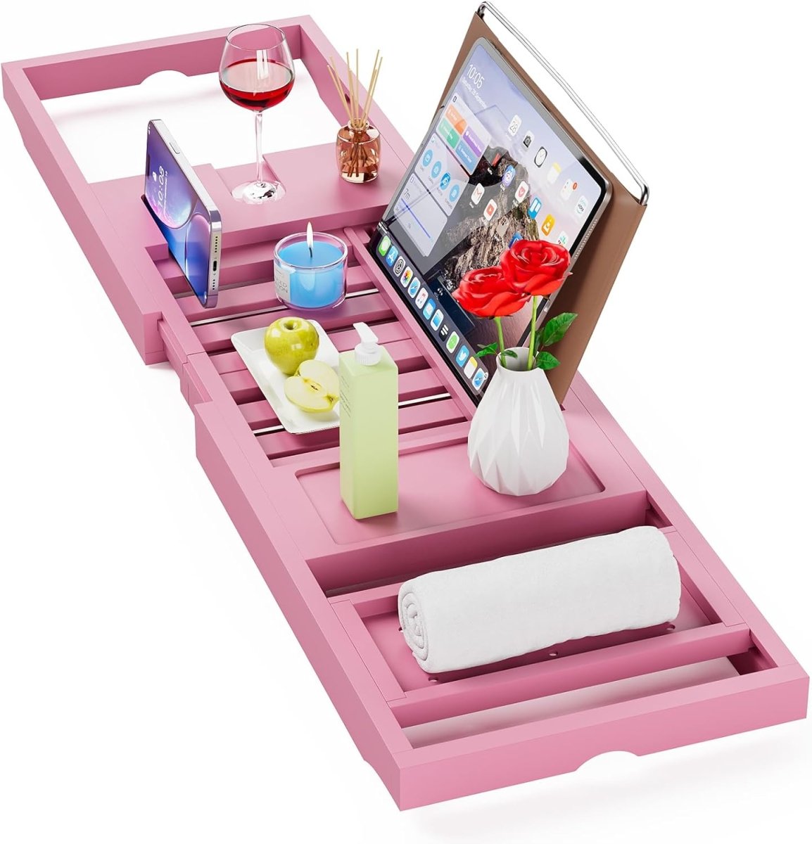 Premium Bathtub Tray Caddy, Expandable Bath Tray, Unique House Warming Gifts, New Home, Anniversary and Wedding Gifts for Couple, Bridal Shower Gift for Women - Homesidy.com