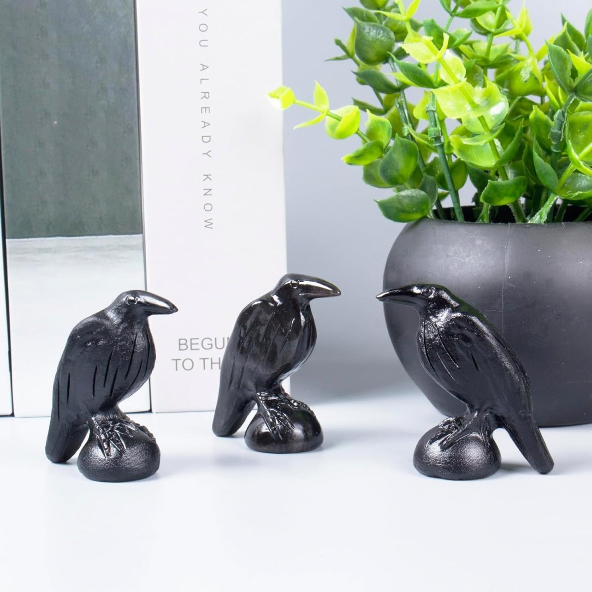 QLRSUXN Natural Black Obsidian Raven Figurines,2 Inch Healing Crystal Animal Statues,Lucky Guardian Pocket Crow Figurines as Women’s Gifts,Raven Statues for Office Home Decor and Ornament. - Homesidy.com