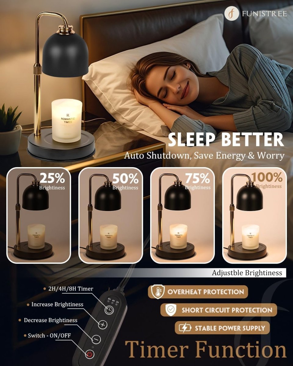 Modern Candle Warmer Lamp with Timer, Dimmable Candle Lamp Warmer, Men Women Christmas Birthday Gifts, Black Candle Warmer, Adjustable Candle Light Warmer, Cozy Living Room Bedroom Home Decor - Homesidy.com
