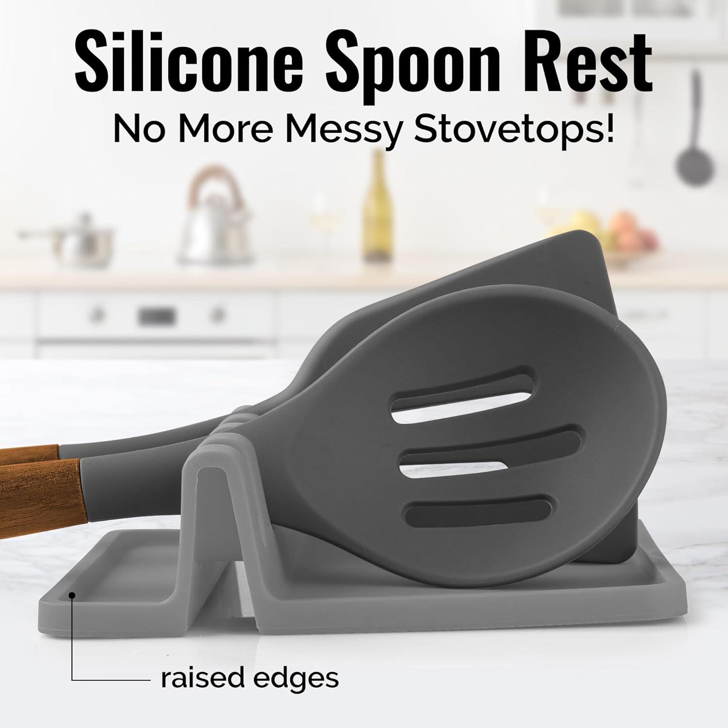 Zulay Kitchen Spoon Rest for Multiple Utensils High Heat - Resistant Silicone Drip Pad, BPA - Free Spoon Holder for Stove Top, Kitchen Gadget Holder for Ladles, Tongs, Cooking Spatula - Makes Great Gift - Homesidy.com
