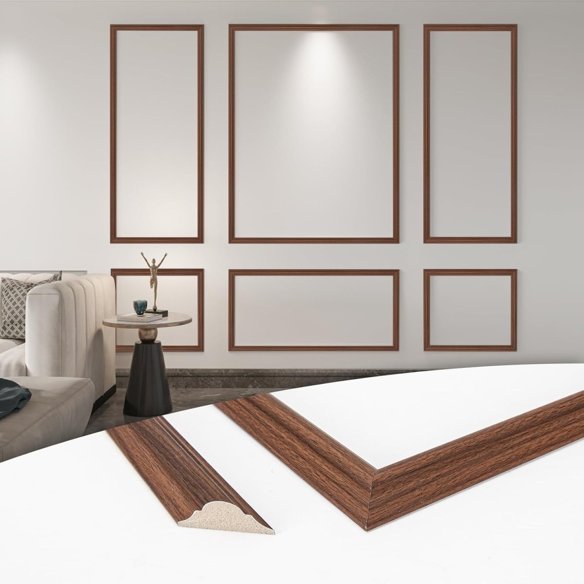 Art3d Pre - Cut Wall Molding Set of 6 pcs, Ready - to - Assemble Wainscoting Panels for Interior Wall Décor Living Room Bedroom Accent Wall - Installed with Glue, 3 Top 3 Bottom - Homesidy.com