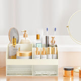 Makeup Organizer with Drawers, Cosmetic Storage for Dresser Vanity and Bathroom Countertop, Beauty Holder for Lipstick Brush, Skincare Organizer for Vanity, Cosmetic Display Case (White) - Homesidy.com