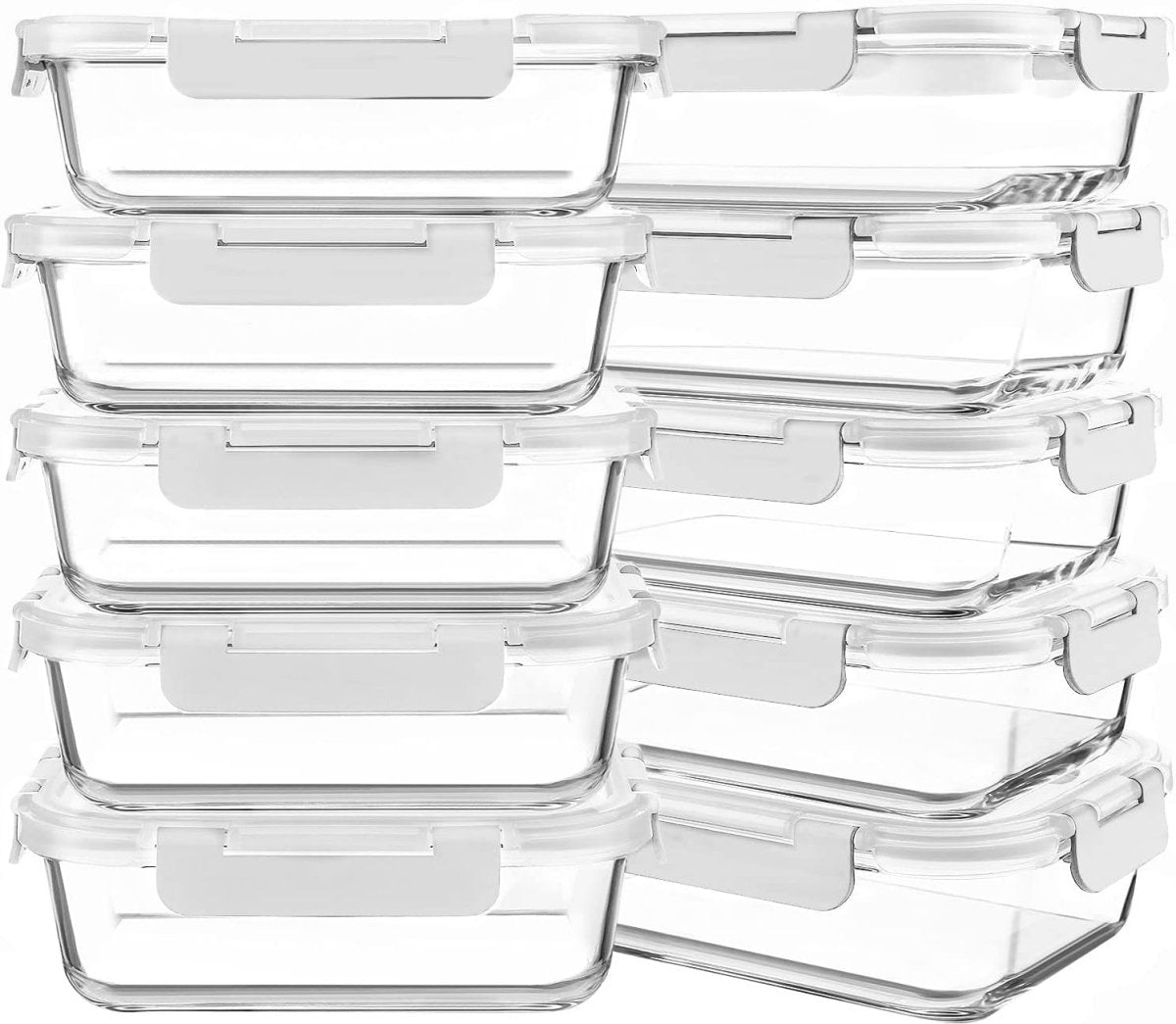 KOMUEE 10 Packs 30 oz Glass Meal Prep Containers,Glass Food Storage Containers with Lids,Airtight Lunch Bento Boxes,Microwave,Freezer and Dishwasher,Gray - Homesidy.com