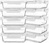 KOMUEE 10 Packs 30 oz Glass Meal Prep Containers,Glass Food Storage Containers with Lids,Airtight Lunch Bento Boxes,Microwave,Freezer and Dishwasher,Gray - Homesidy.com