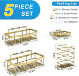 EUDELE Adhesive Shower Caddy, 5 Pack Rustproof Stainless Steel Bath Organizers With Large Capacity, No Drilling Shelves for Bathroom Storage &amp; Home Decor - Homesidy.com