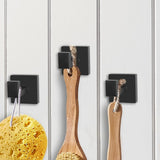 IBosins 4 Pack Towel Hooks Hand Towel Holder for Bathroom Wall Livingroom Bedroom Kitchen Closet Heavy Duty Stainless Steel Hook Hanger for Robe, Bath Towel, Coat (Square Matte Black) - Homesidy.com